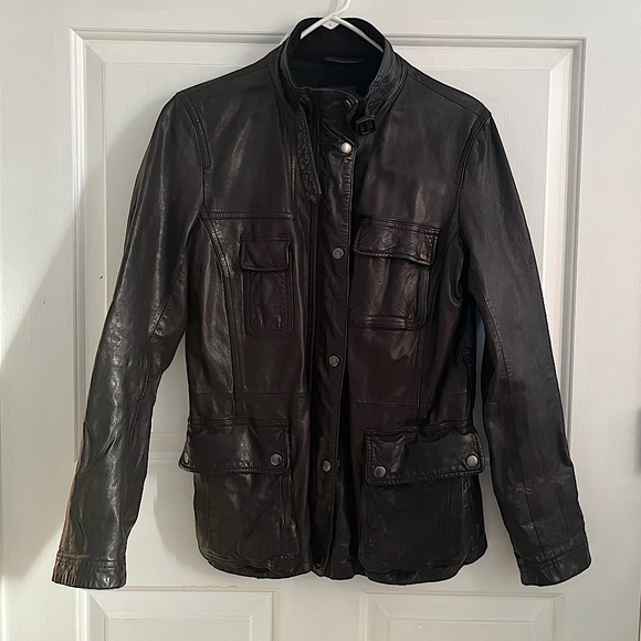 Black Leather Jacket Vintage GAP size Small - Picture 1 of 6